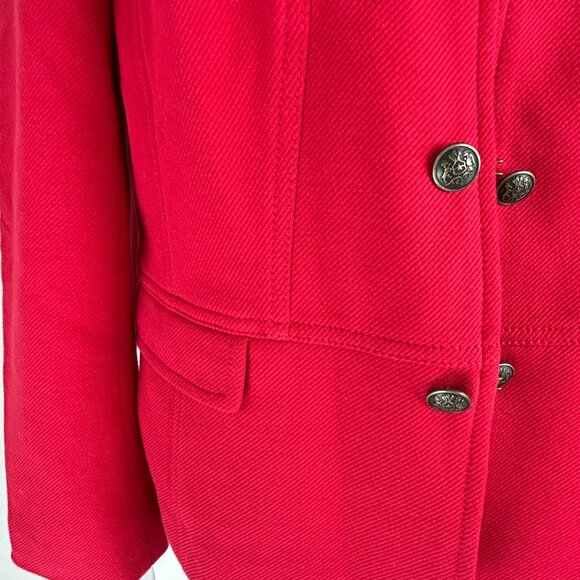 Talbots Women 6P Red Military Jacket Cotton Blend Buttons Twill Classic Holiday - Picture 15 of 16